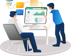 Business people working together. Teamwork concept. Vector illustration in flat style 
