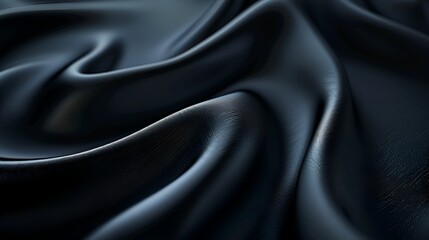 Obraz premium A close-up image of smooth, flowing black fabric with a luxurious, silky texture.