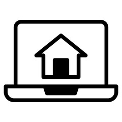 monitoring home, house on screen computer icon