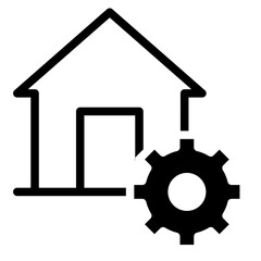 Smart home system icon. House, settings, gear, management,