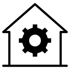Smart home system icon. House, settings, gear, management,