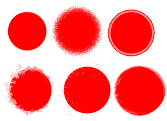 red round brush painted circle banner on white background