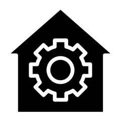 Smart home system icon. House, settings, gear, management,