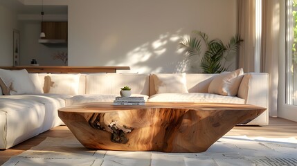 Log style living room, a combination of some modern furniture and solid wood tables and chairs, decoration renderings