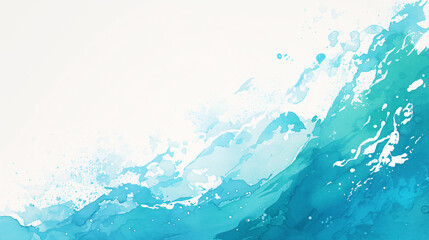 Abstract blue and green watercolor wave with copy space text for background, design, and nature.