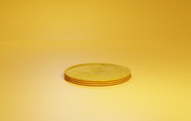 3d render golden dirty podium plate