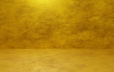3d render empty Golden concrete background wall backdrop