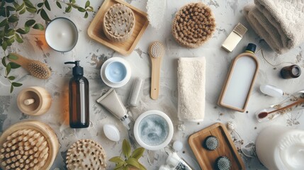 Balanced arrangement of spa and relaxation essentials in a tessellated pattern