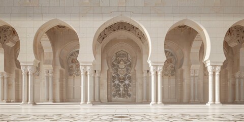 Fototapeta premium Beautiful Islamic architecture against a clean backdrop, highlighting the intricacy of design.