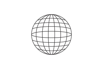 Globe icon in isolated vector on white background.  One earth globe line icon vector illustration. Globe grid spheres.  Geometry globe grid, earth latitude 
