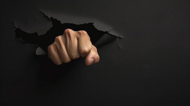 man trought break paper bright, background, ripped, industrial, job, black background