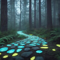3 d render of magic forest, magic background.