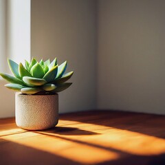 cactus in a pot on wooden background