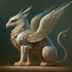 3 d rendering of a white eagle on a gray background