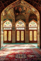 Obraz premium Copy space background featuring traditional Islamic architecture with space for your travel advertisement.