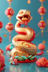 Happy New Year of the Snake according to the Chinese calendar 2025 year of the snake. Background with snake