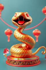 Happy New Year of the Snake according to the Chinese calendar 2025 year of the snake. Background with snake