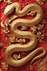 Fototapeta premium Happy New Year of the Snake according to the Chinese calendar 2025 year of the snake. Background with snake