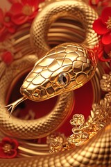 Happy New Year of the Snake according to the Chinese calendar 2025 year of the snake. Background with snake