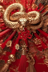 Fototapeta premium Happy New Year of the Snake according to the Chinese calendar 2025 year of the snake. Background with snake