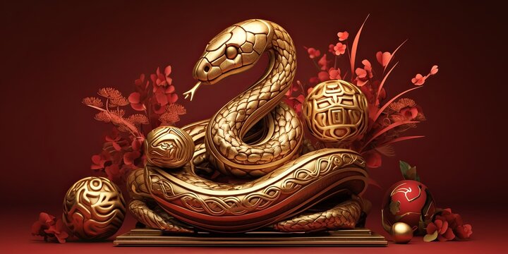 Happy New Year of the Snake according to the Chinese calendar 2025 year of the snake. Background with snake
