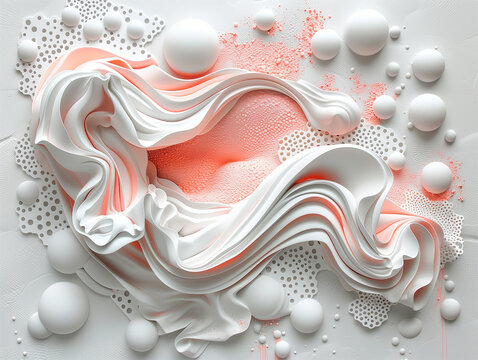 Alien Script Calligraphy in Bright White and Neon Coral