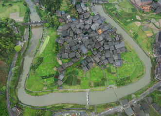 Obraz premium Liuzhou Sanjiang Chengyang Bazhai Residential Buildings