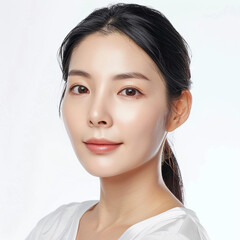 Naklejka premium 40-45 year old Beauty South Korean Asian women spa skin healthy on 100% isolate white background.