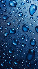 Blue background, water drops, mobile phone wallpaper