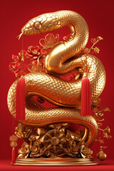 Obraz premium Happy New Year of the Snake according to the Chinese calendar 2025 year of the snake. Background with snake