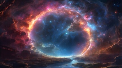 Cosmic gateway: Streams of energy illuminate the background, energetic streams illuminate a cosmic gateway backdrop, background of a cosmic gateway lit by energetic streams, illuminated by energy