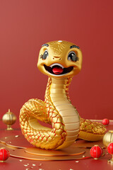 Fototapeta premium Happy New Year of the Snake according to the Chinese calendar 2025 year of the snake. Background with snake