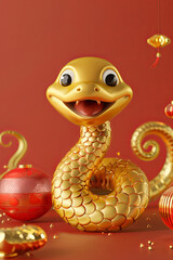 Fototapeta premium Happy New Year of the Snake according to the Chinese calendar 2025 year of the snake. Background with snake