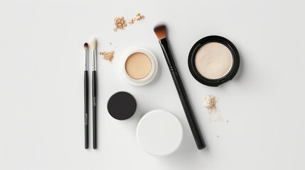 Simple and elegant flat lay composition showcasing the versatility of minimalist makeup.