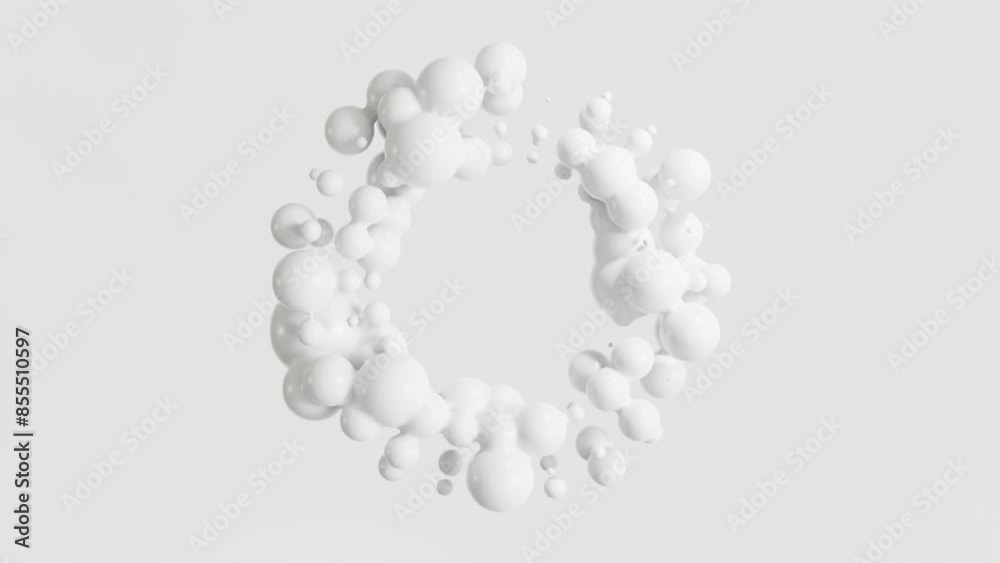 Poster abstract of white wavy fluid geometric background, 3d loop animation