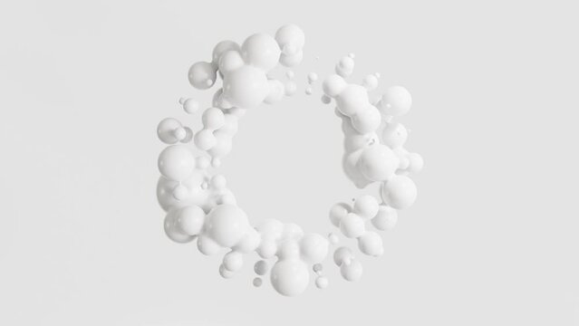 Abstract of white wavy fluid geometric background, 3d loop animation