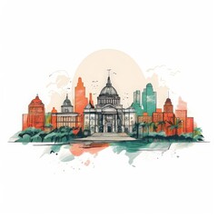 Obraz premium AI Image Generator, City With Monochrome Steel Color Warsaw Old Town