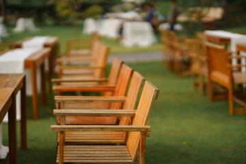 Setting up a beautiful outside wedding venue.