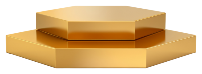 PNG Hexagon stand product podium gold white background simplicity rectangle.