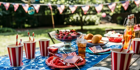 American flag-themed decorations for a Patriot Day party.