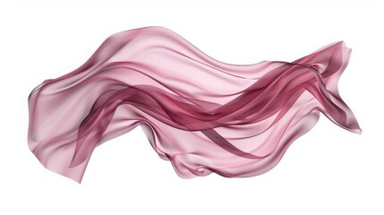 Obraz premium Elegant abstract pink fabric wave on a white background. Ideal for design, fashion, and creative visuals. Feminine and graceful flowing shape.