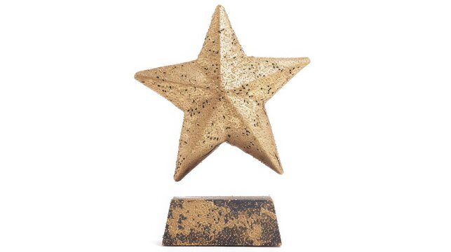 Elegant gold star trophy on a white background, perfect for recognizing achievements and celebrating success in various events.
