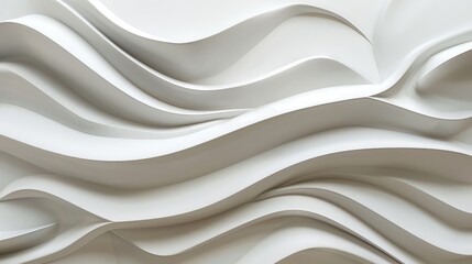 Obraz premium Clean and simple wave patterns in white blend naturally with a clean background, emphasizing modern minimalism