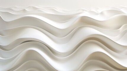 Fototapeta premium Pure white wave forms gracefully intersect a clean backdrop, showcasing a minimalist and sophisticated design