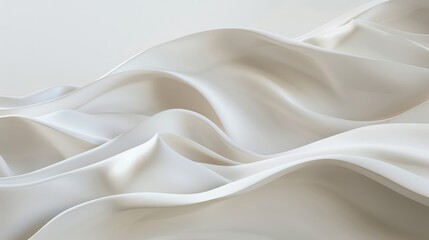 Obraz premium Minimalist wave-like shapes in white seamlessly integrate with a clean background, highlighting fluidity and simplicity