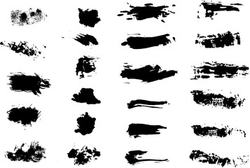 set of brushes, collection of black paint brush, strokes, brushes, lines. artistic design elements. Vector illustration. Isolated on white background