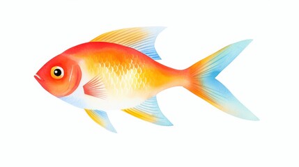 Fototapeta premium Colorful illustration of a vibrant orange and yellow fish with blue-tipped fins, perfect for aquatic-themed designs and projects.