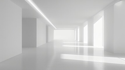 Fototapeta premium Abstract minimalist design with smooth white architectural forms and large empty spaces