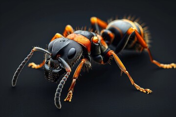 Fototapeta premium Closeup of a Black and Orange Ant