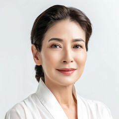 40-45 year old Beauty Brazilian women spa skin healthy on 100% isolate white background.